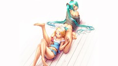 Blondes barefoot hatsune miku vocaloid kagamine rin underwear 
