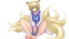 Blondes barefoot yellow eyes touhou animal ears tails yakumo 