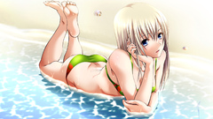 Blondes bikini panties sand