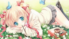 Blondes blue eyes grass