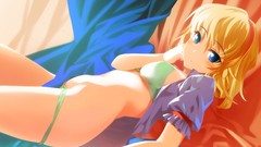 Blondes blue eyes short hair bra touhou alice margatroid lying 