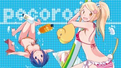 Blondes blue hair anime girls blue eyes brown eyes short hair 