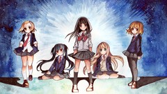 Blondes blue hair blue eyes brown eyes school uniforms akiyama 