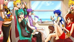 Blondes blue hair pink hair long hair anime girls blue eyes 