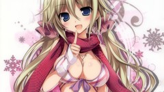 Blondes blush anime girls blue eyes open mouth cleavage 