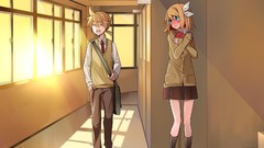 Blondes blush anime girls blue eyes school uniforms short hair 