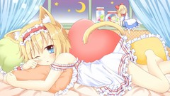 Blondes blush anime girls blue eyes short hair touhou nekomimi 
