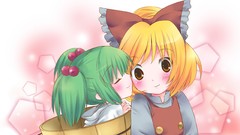 Blondes blush anime girls brown eyes short hair green hair 