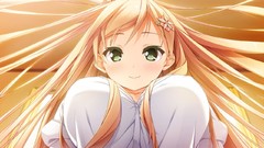 Blondes blush anime girls green eyes game cg Ano Ko wa Ore kara 