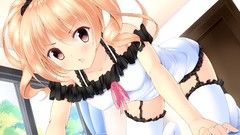 Blondes blush anime girls open mouth twintails original 