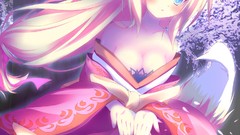 Blondes blush long hair anime girls blue eyes sandals bare 