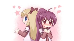 Blondes blush long hair anime girls blue eyes school uniforms 