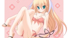 Blondes blush long hair anime girls little busters cleavage 