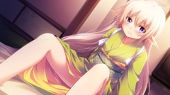 Blondes blush long hair purple eyes kazakura elfen girl