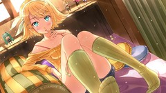 Blondes blush pink hair anime girls blue eyes green eyes short 