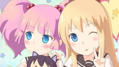 Blondes blush pink hair long hair anime girls blue eyes school 