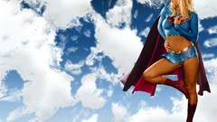 Blondes boobs supergirl body painting