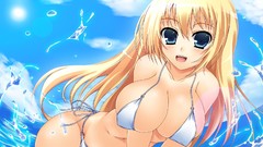 Blondes boobs water clouds