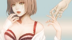 Blondes bra green eyes