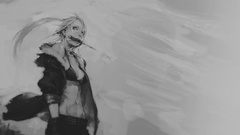 Blondes bra stomach grayscale