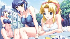 Blondes cleavage hentai school swimsuits