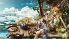 Blondes clouds touhou cats