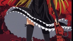 Blondes dress chainsaw red