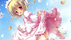 Blondes dress Flowers red