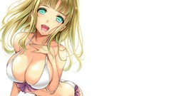 Blondes green eyes cleavage bikini Simple Background hentai 