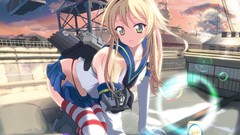 Blondes green eyes kantai collection thigh highs Shimakaze 