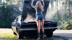 Blondes legs woman cars