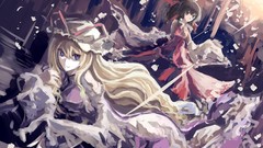 Blondes long hair anime girls blue eyes hakurei reimu touhou 