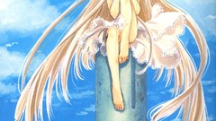 Blondes long hair anime girls brown eyes pole chobits chii 