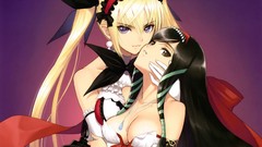 Blondes long hair anime girls brunettes tony taka purple eyes 