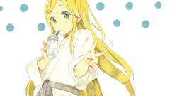 Blondes long hair anime girls green eyes hair ornaments Kokoro 