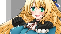 Blondes long hair anime girls green eyes huge boobs