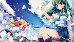 Blondes long hair anime girls school uniforms kochiya sanae 