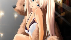 Blondes long hair anime girls teddy bears twintails