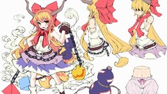 Blondes long hair anime girls touhou ibuki suika video games