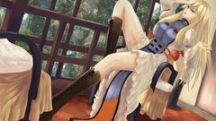 Blondes long hair anime girls touhou yakumo yukari video games 