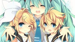 Blondes long hair blue eyes closed eyes short hair hatsune miku 