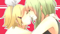 Blondes long hair green eyes closed eyes short hair vocaloid 