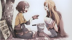 Blondes long hair short hair sword art online yuuki asuna 