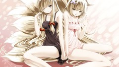 Blondes long hair touhou animal ears yakumo yukari tails yakumo 
