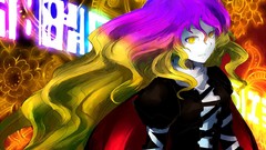 Blondes long hair yellow eyes touhou purple hair capes Hijiri 