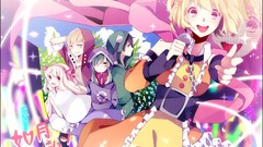 Blondes microphones short hair vocaloid open mouth hair ribbons 