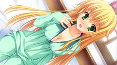 Blondes pajamas blush long hair anime girls green eyes noble 