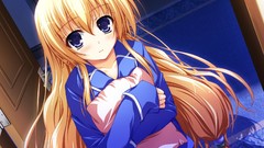 Blondes pajamas long hair anime girls blue eyes tomose shunsaku 