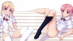 Blondes panties school uniforms