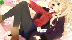 Blondes pantyhose k - on kotobuki tsumugi purple eyes